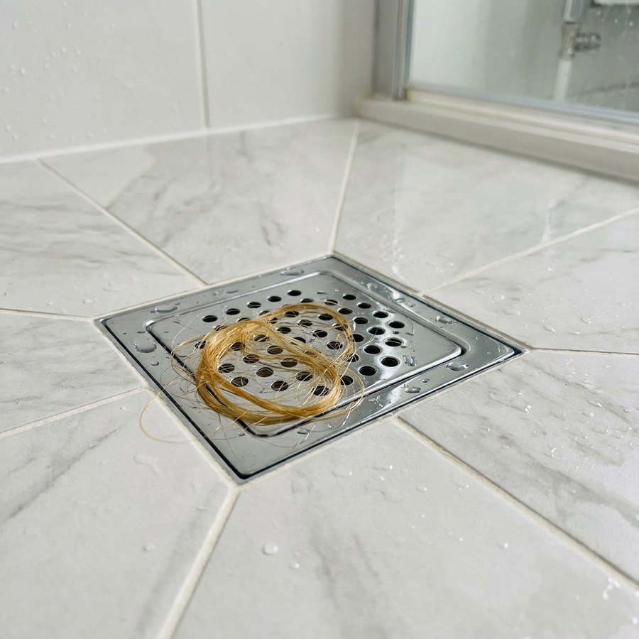 Hair caught in the shower drain