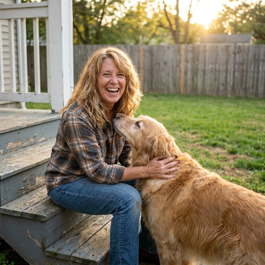Denise with her dog Cooper